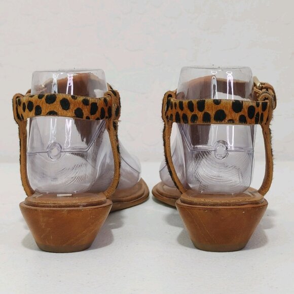 Diane von Furstenberg Dion Cheetah Leather Thong Sandals Women's Size 7 - Picture 7 of 11